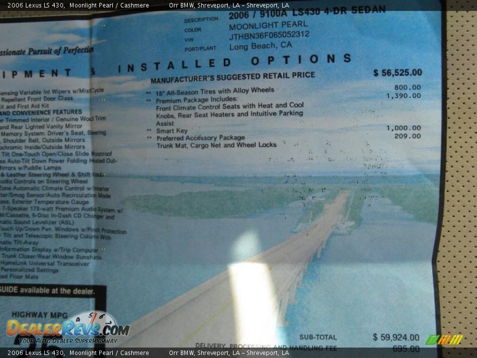 2006 Lexus LS 430 Moonlight Pearl / Cashmere Photo #33