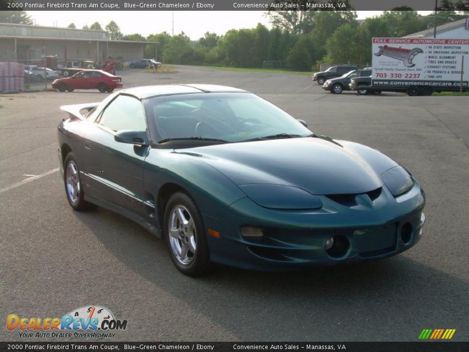 2000 Pontiac Firebird Trans Am Coupe Blue-Green Chameleon / Ebony Photo #2