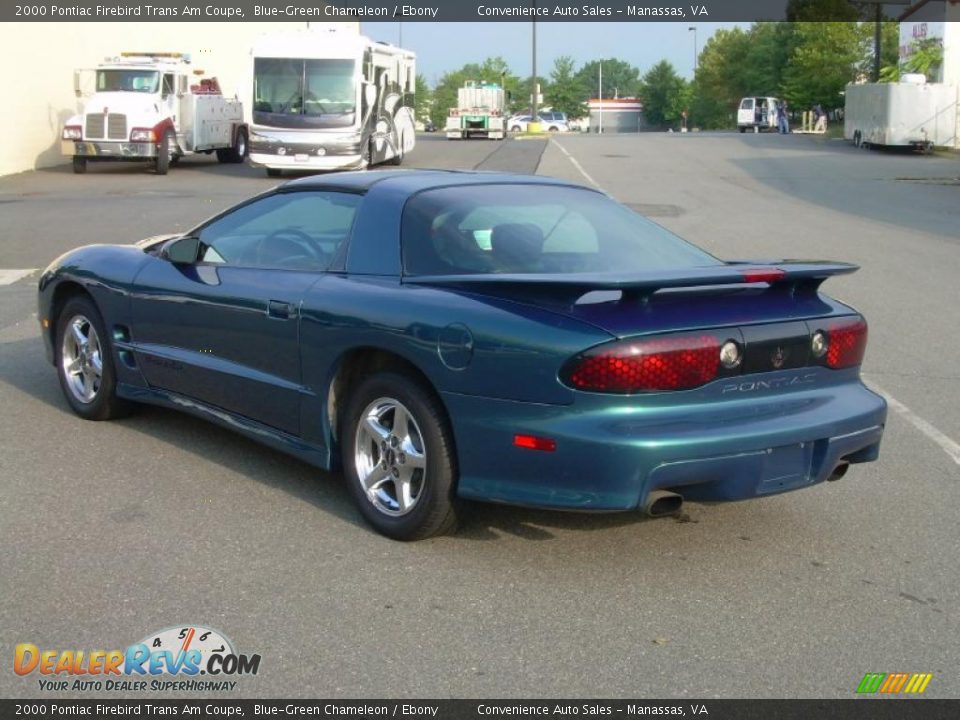 2000 Pontiac Firebird Trans Am Coupe Blue-Green Chameleon / Ebony Photo #6