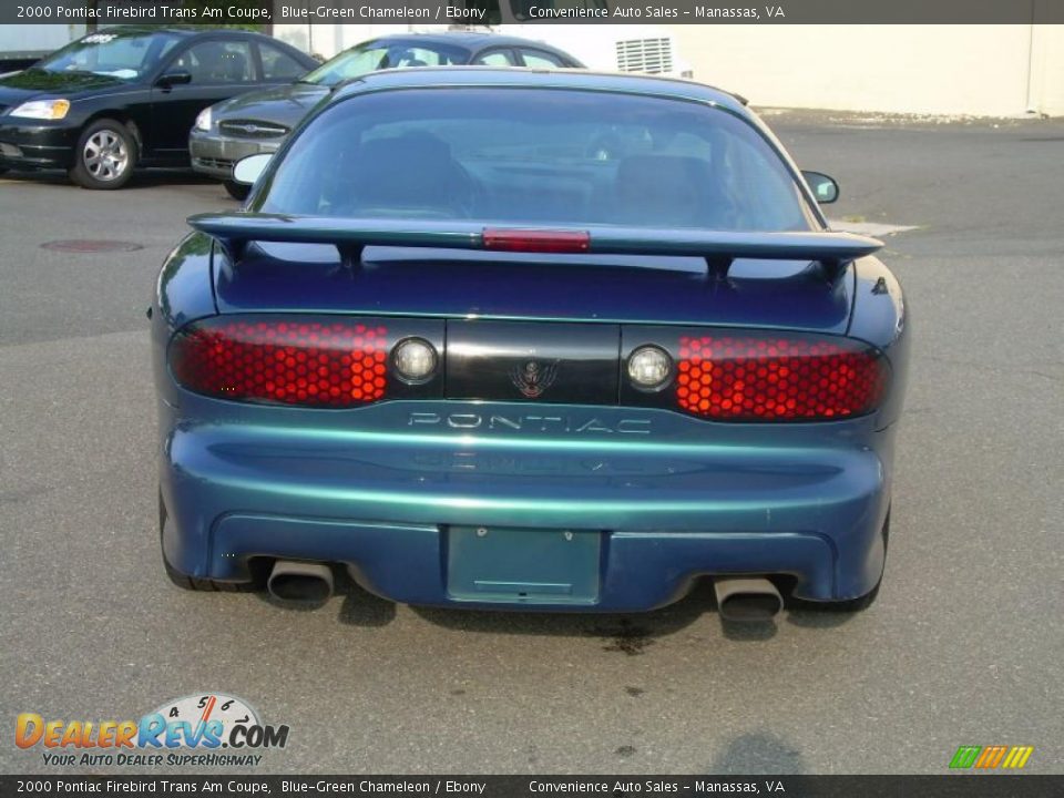 2000 Pontiac Firebird Trans Am Coupe Blue-Green Chameleon / Ebony Photo #7