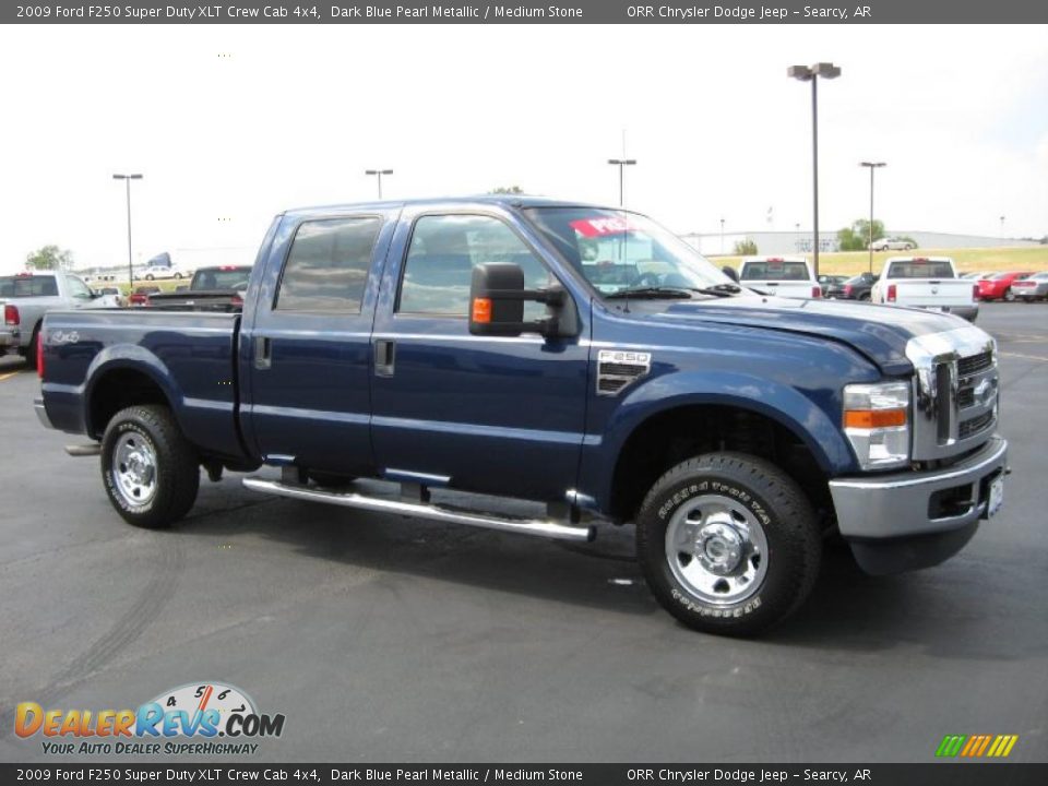 2009 Ford F250 Super Duty XLT Crew Cab 4x4 Dark Blue Pearl Metallic / Medium Stone Photo #3