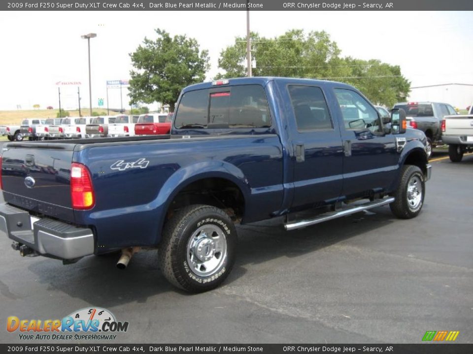 2009 Ford F250 Super Duty XLT Crew Cab 4x4 Dark Blue Pearl Metallic / Medium Stone Photo #5