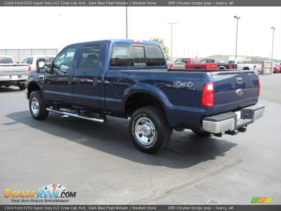 2009 Ford F250 Super Duty XLT Crew Cab 4x4 Dark Blue Pearl Metallic / Medium Stone Photo #7