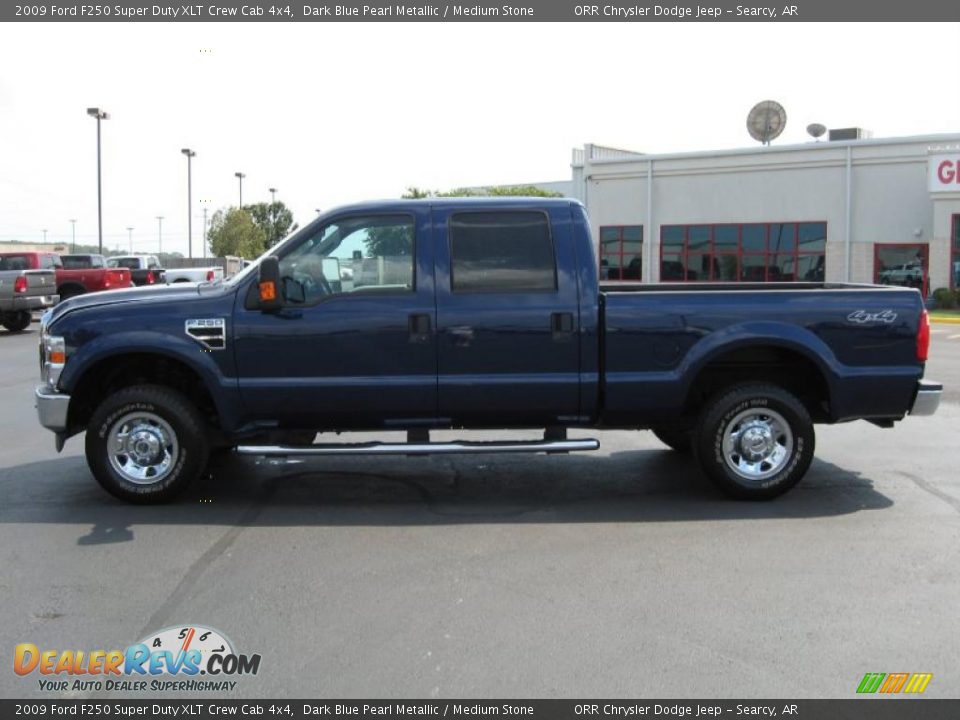 2009 Ford F250 Super Duty XLT Crew Cab 4x4 Dark Blue Pearl Metallic / Medium Stone Photo #8