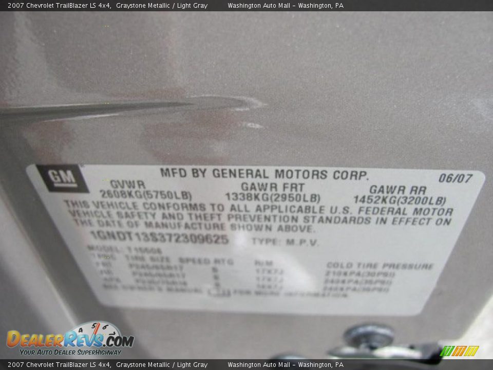 2007 Chevrolet TrailBlazer LS 4x4 Graystone Metallic / Light Gray Photo #19