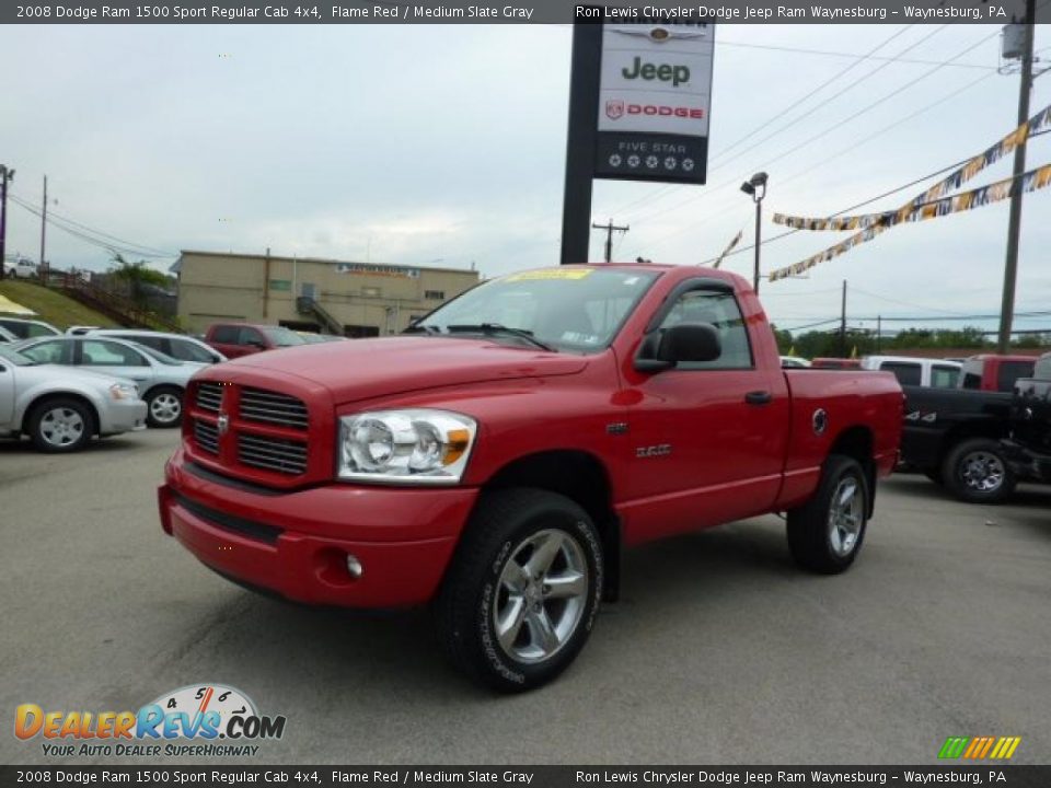 2008 Dodge Ram 1500 Sport Regular Cab 4x4 Flame Red / Medium Slate Gray Photo #1
