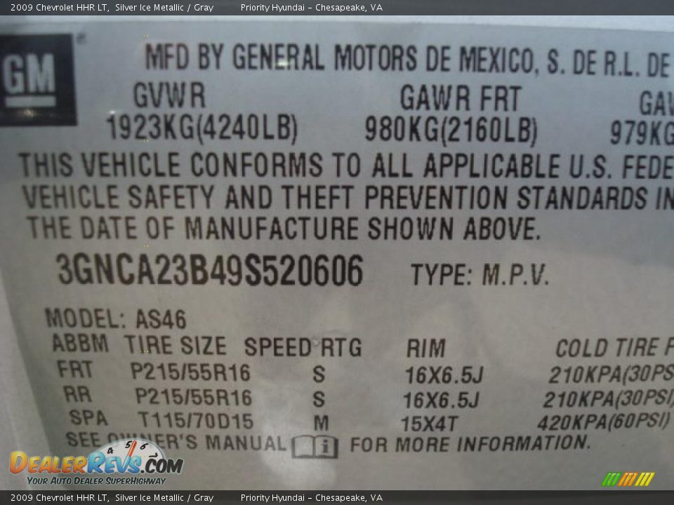 2009 Chevrolet HHR LT Silver Ice Metallic / Gray Photo #23