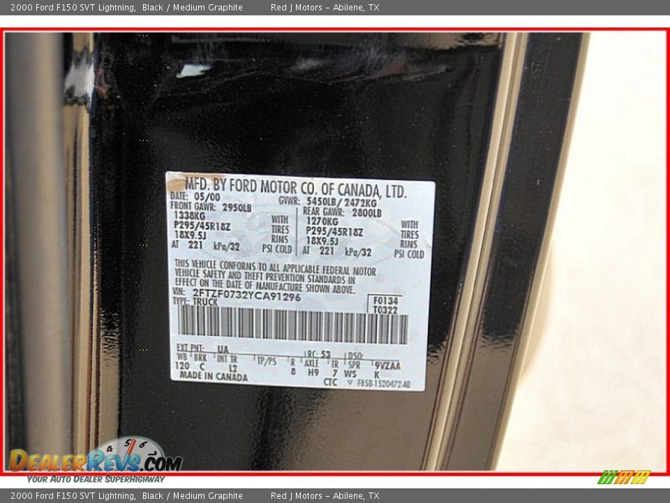 2000 Ford F150 SVT Lightning Black / Medium Graphite Photo #16
