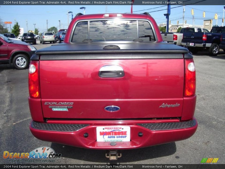 2004 Ford Explorer Sport Trac Adrenalin 4x4 Red Fire Metallic / Medium Dark Flint/Dark Flint Photo #4