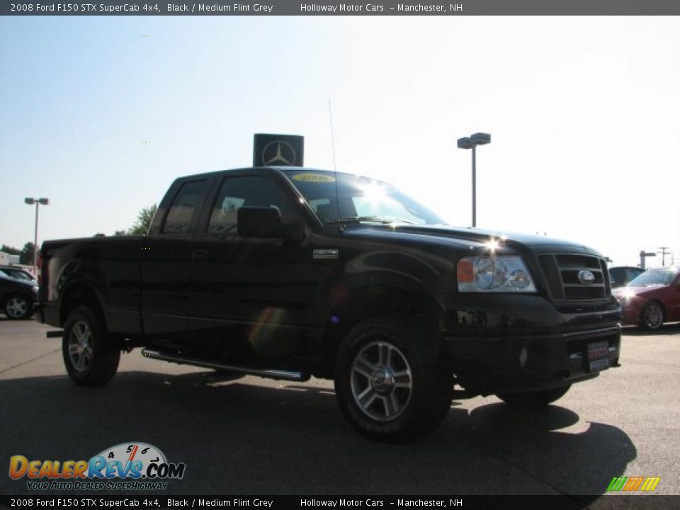 2008 Ford F150 STX SuperCab 4x4 Black / Medium Flint Grey Photo #3