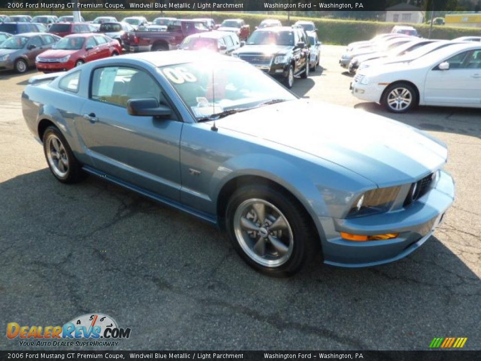 2006 Ford Mustang GT Premium Coupe Windveil Blue Metallic / Light Parchment Photo #6