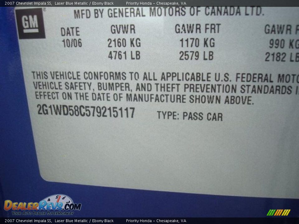 2007 Chevrolet Impala SS Laser Blue Metallic / Ebony Black Photo #21