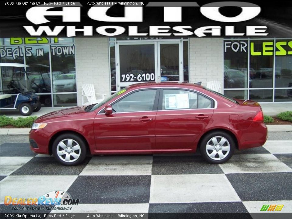 2009 Kia Optima LX Ruby Red / Beige Photo #1