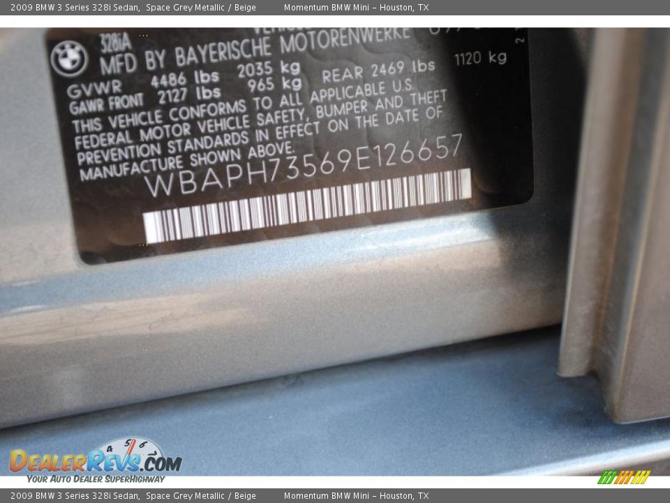 2009 BMW 3 Series 328i Sedan Space Grey Metallic / Beige Photo #14