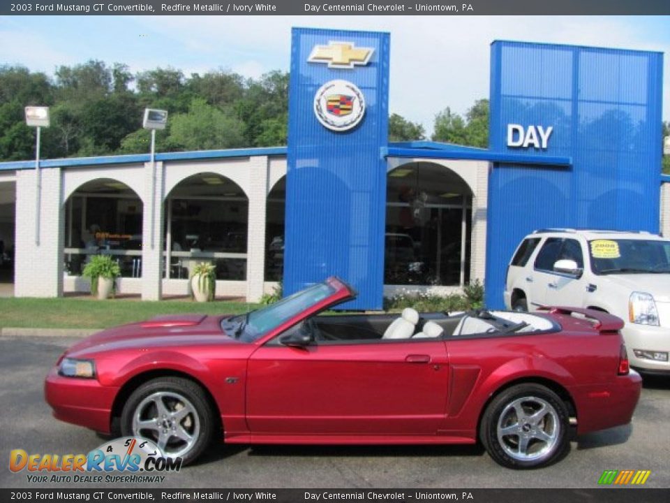 2003 Ford Mustang GT Convertible Redfire Metallic / Ivory White Photo #2