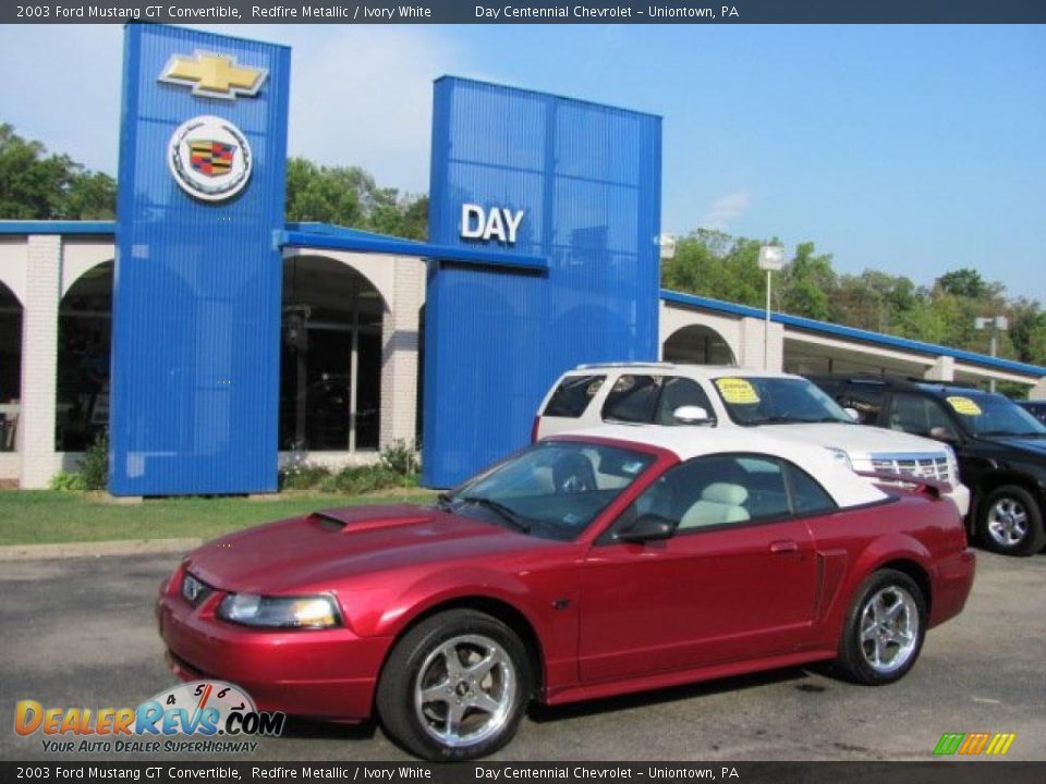 2003 Ford Mustang GT Convertible Redfire Metallic / Ivory White Photo #4