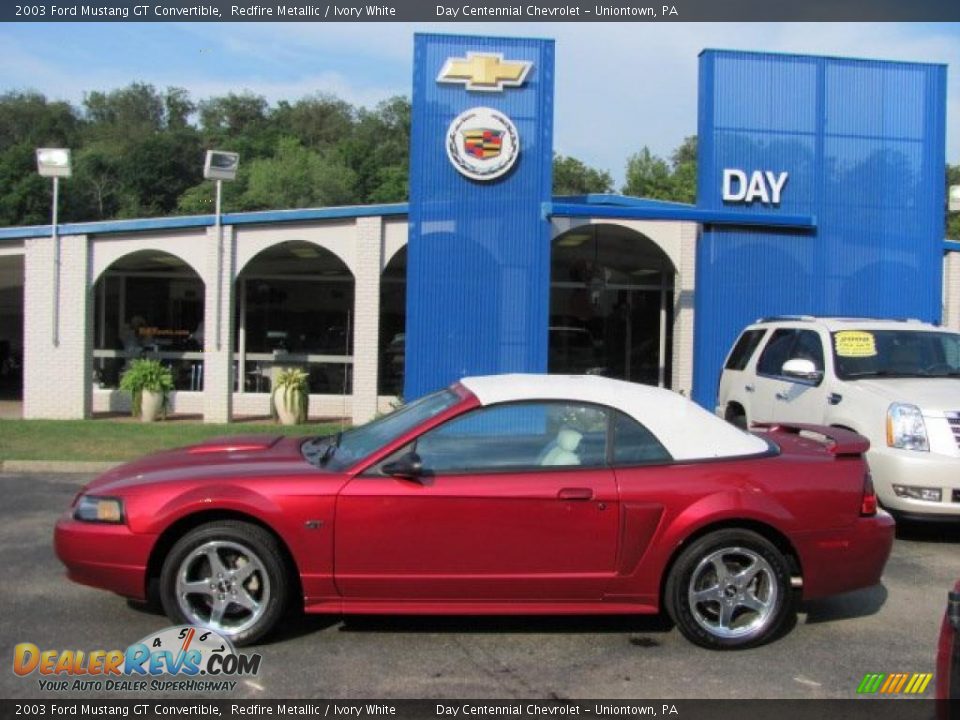 2003 Ford Mustang GT Convertible Redfire Metallic / Ivory White Photo #5