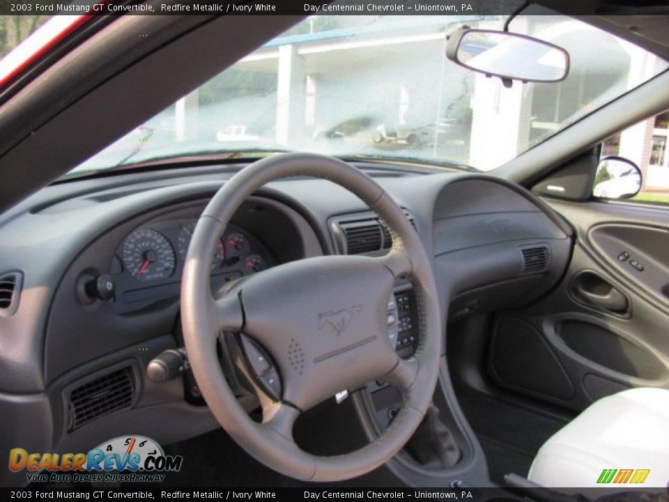2003 Ford Mustang GT Convertible Redfire Metallic / Ivory White Photo #8
