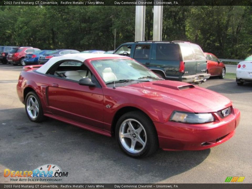 2003 Ford Mustang GT Convertible Redfire Metallic / Ivory White Photo #10