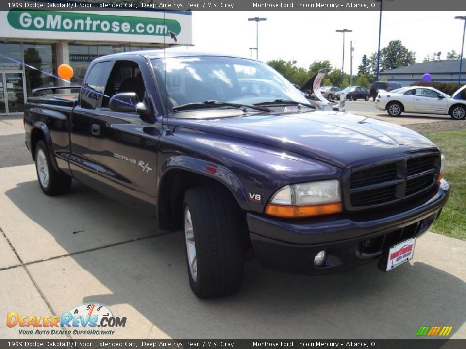 1999 Dodge Dakota R/T Sport Extended Cab Deep Amethyst Pearl / Mist Gray Photo #7