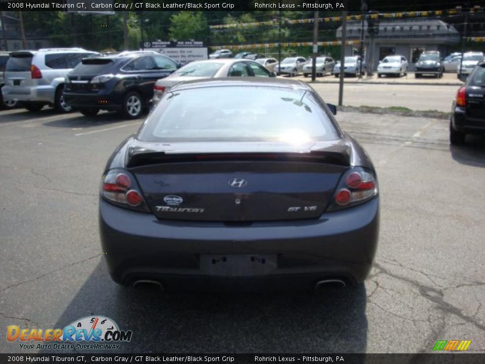 2008 Hyundai Tiburon GT Carbon Gray / GT Black Leather/Black Sport Grip Photo #3