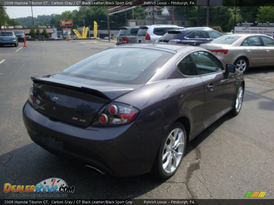2008 Hyundai Tiburon GT Carbon Gray / GT Black Leather/Black Sport Grip Photo #4