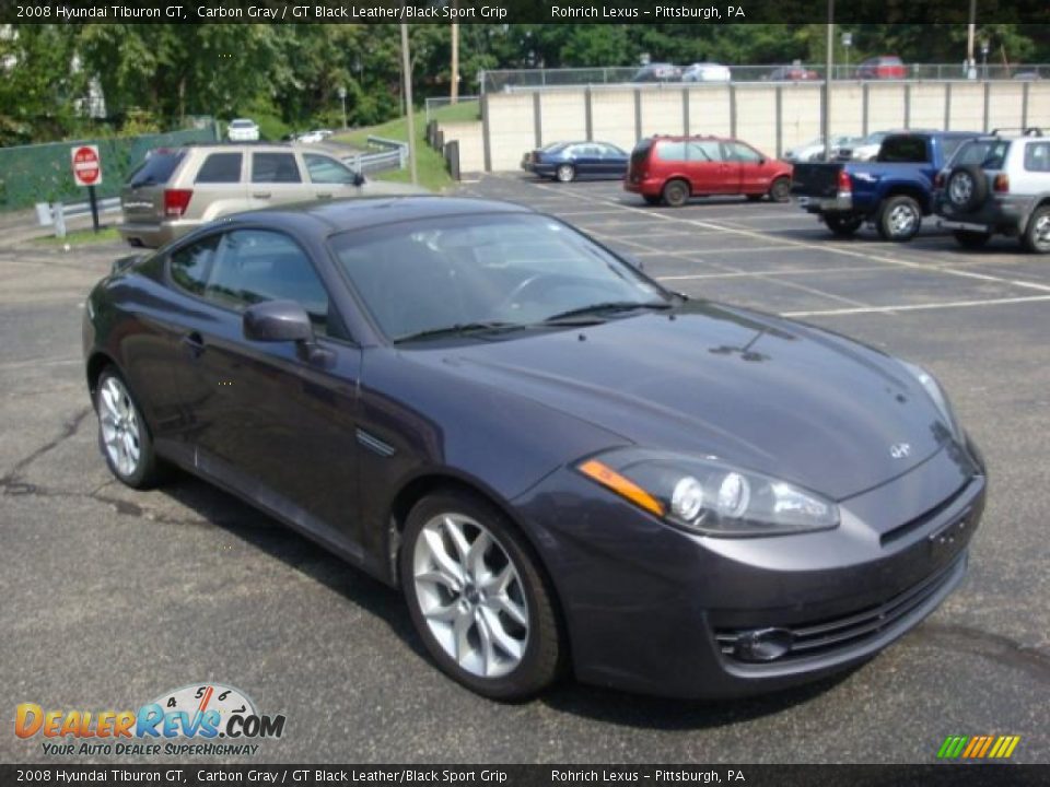 2008 Hyundai Tiburon GT Carbon Gray / GT Black Leather/Black Sport Grip Photo #5
