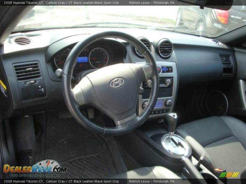 2008 Hyundai Tiburon GT Carbon Gray / GT Black Leather/Black Sport Grip Photo #10