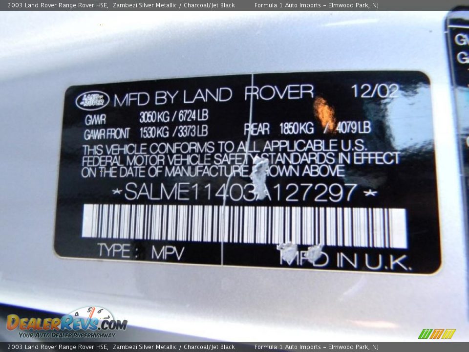 2003 Land Rover Range Rover HSE Zambezi Silver Metallic / Charcoal/Jet Black Photo #30