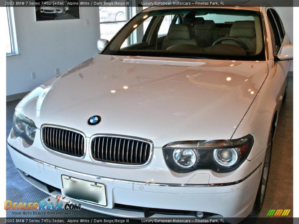 2003 BMW 7 Series 745Li Sedan Alpine White / Dark Beige/Beige III Photo #2
