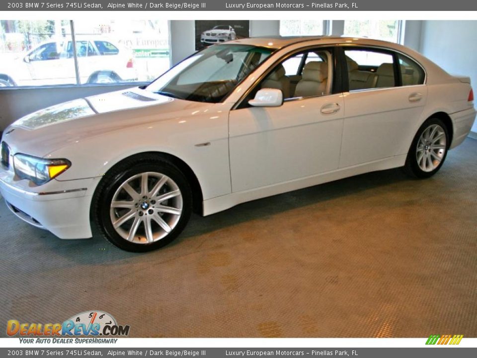 2003 BMW 7 Series 745Li Sedan Alpine White / Dark Beige/Beige III Photo #7