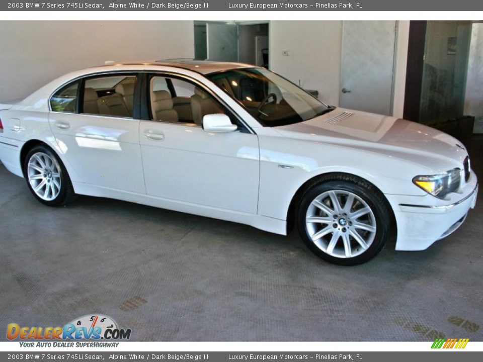 2003 BMW 7 Series 745Li Sedan Alpine White / Dark Beige/Beige III Photo #8