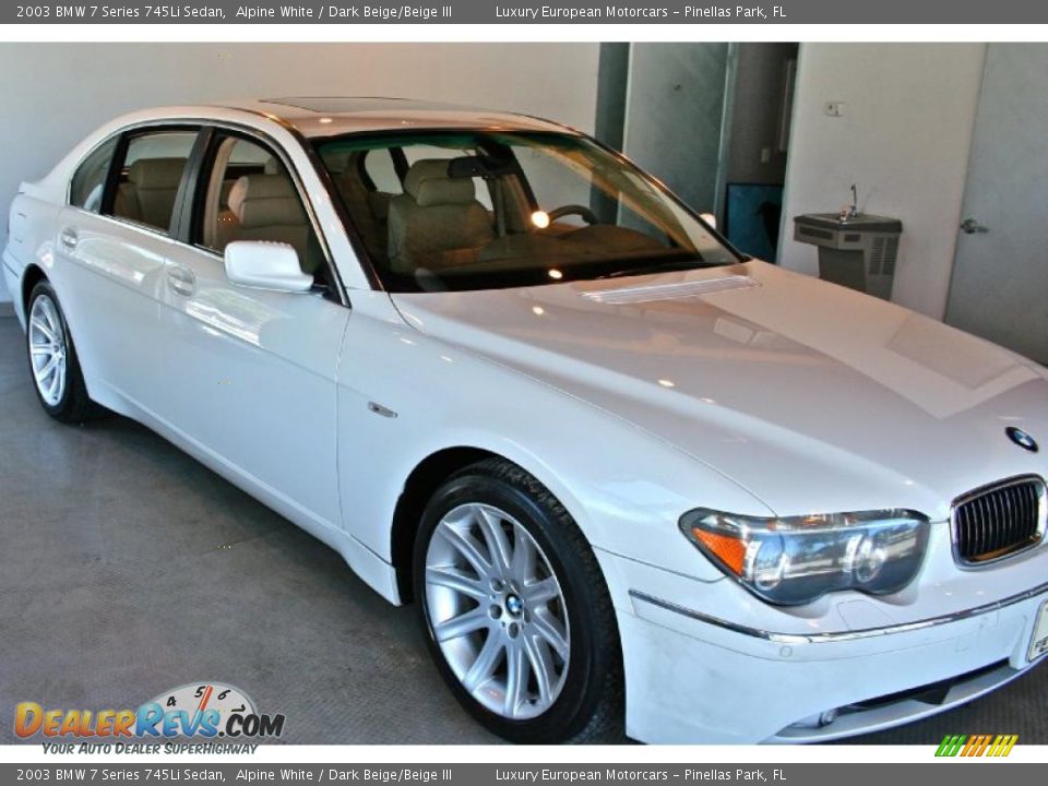 2003 BMW 7 Series 745Li Sedan Alpine White / Dark Beige/Beige III Photo #10