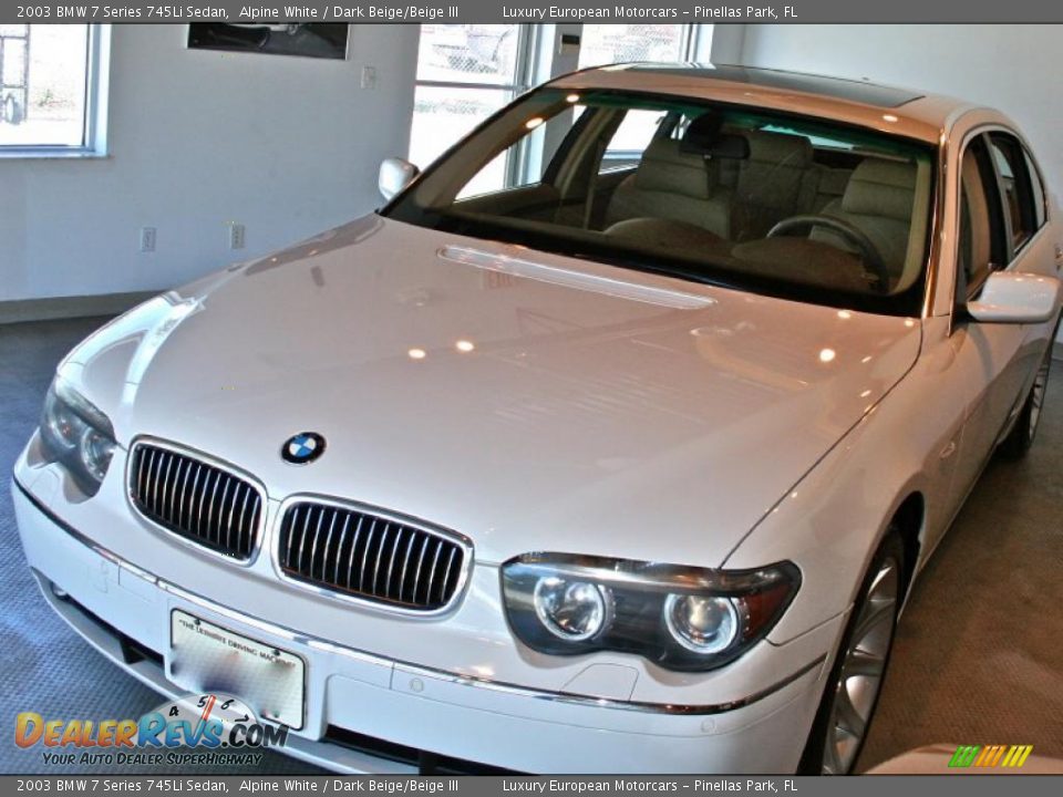 2003 BMW 7 Series 745Li Sedan Alpine White / Dark Beige/Beige III Photo #11