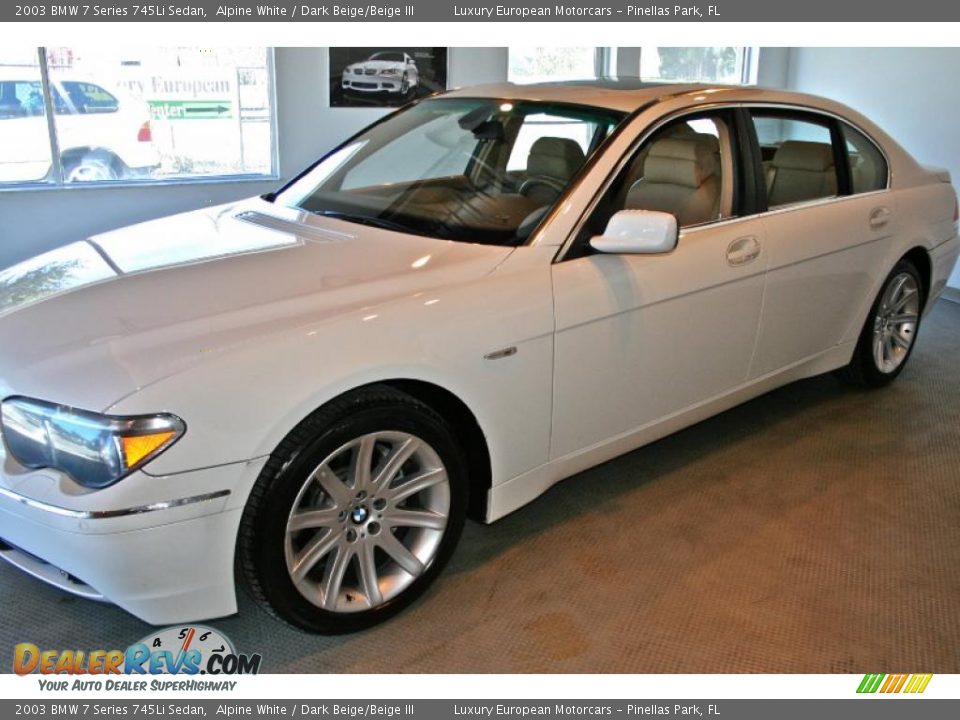 2003 BMW 7 Series 745Li Sedan Alpine White / Dark Beige/Beige III Photo #12