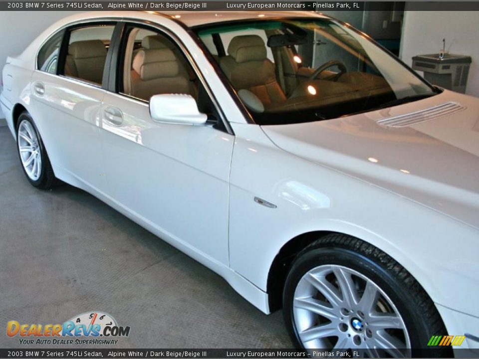 2003 BMW 7 Series 745Li Sedan Alpine White / Dark Beige/Beige III Photo #13