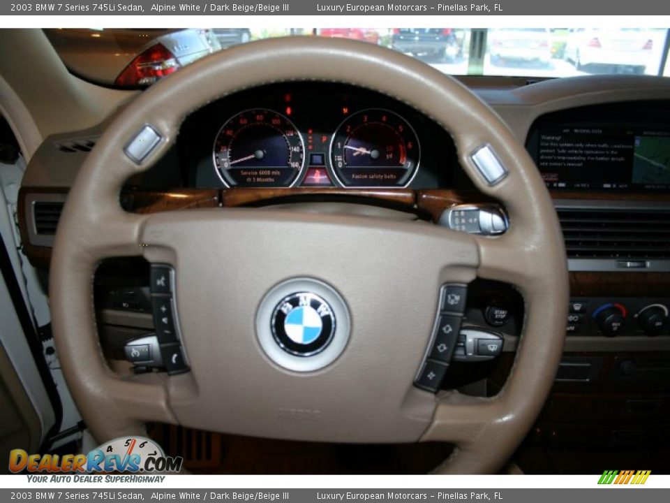 2003 BMW 7 Series 745Li Sedan Alpine White / Dark Beige/Beige III Photo #36