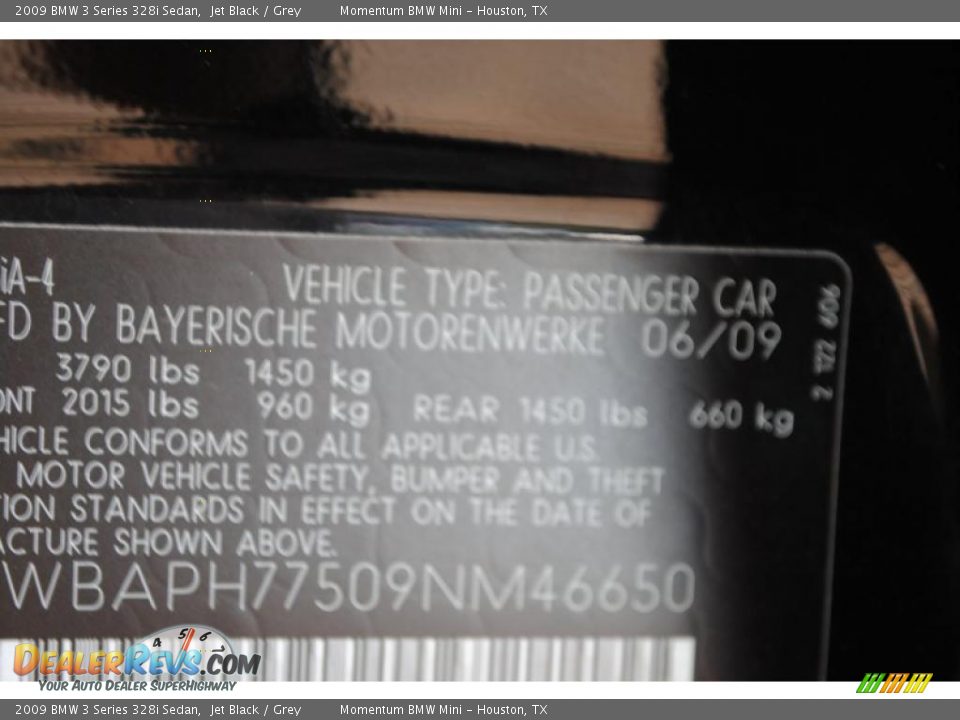 2009 BMW 3 Series 328i Sedan Jet Black / Grey Photo #14