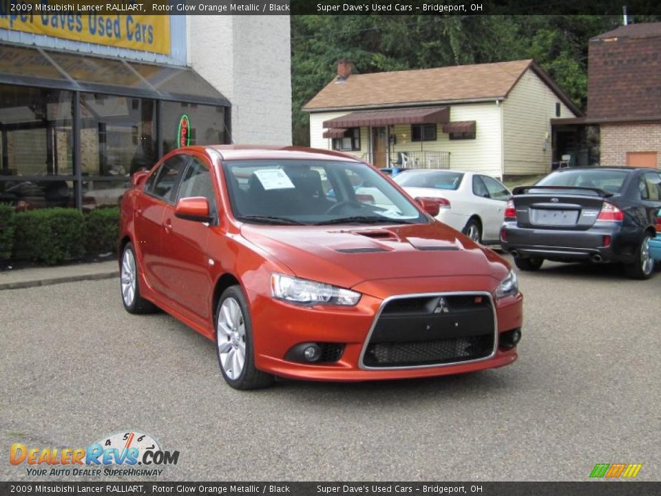 2009 Mitsubishi Lancer RALLIART Rotor Glow Orange Metallic / Black Photo #1