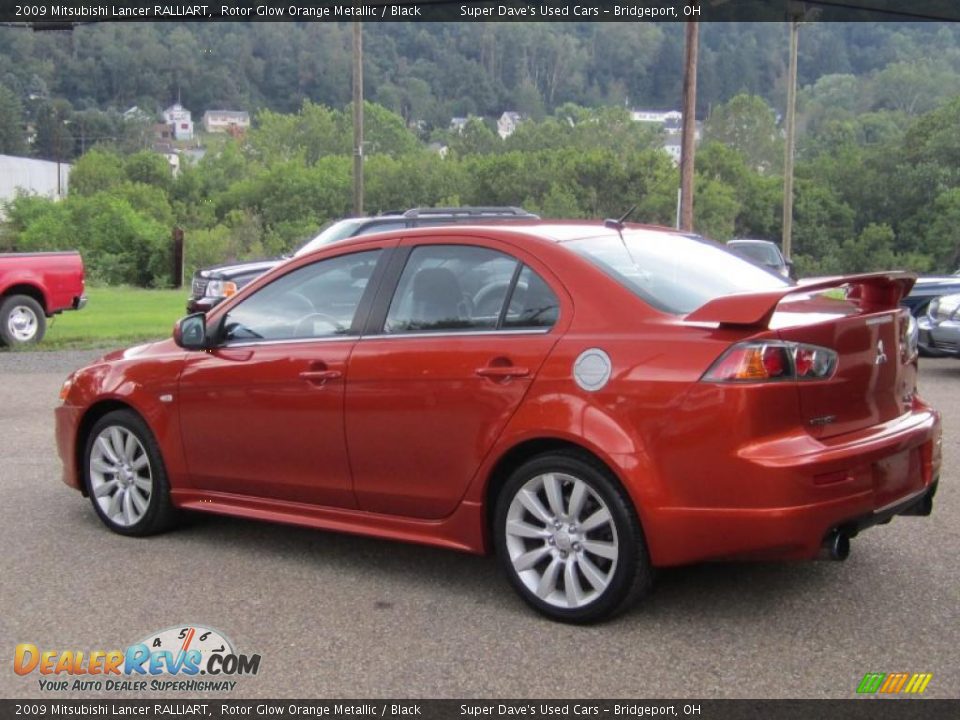 2009 Mitsubishi Lancer RALLIART Rotor Glow Orange Metallic / Black Photo #8