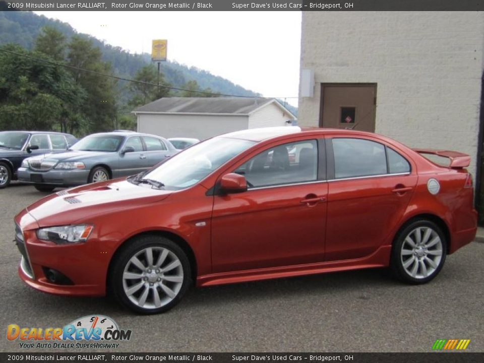 2009 Mitsubishi Lancer RALLIART Rotor Glow Orange Metallic / Black Photo #9