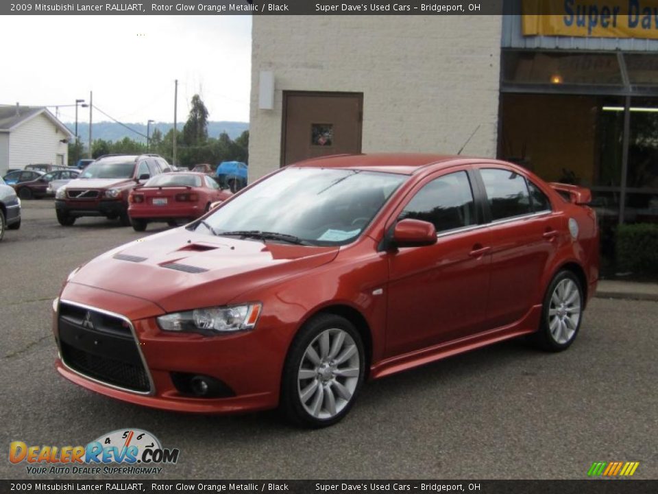 2009 Mitsubishi Lancer RALLIART Rotor Glow Orange Metallic / Black Photo #10