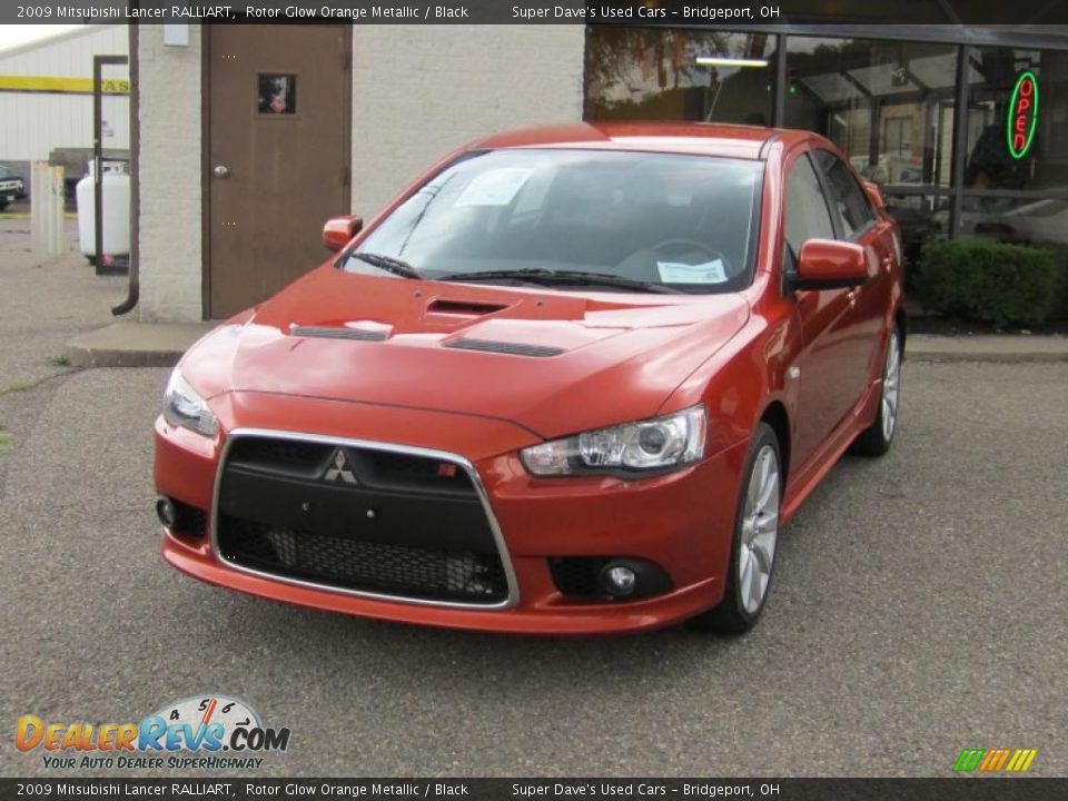 2009 Mitsubishi Lancer RALLIART Rotor Glow Orange Metallic / Black Photo #11