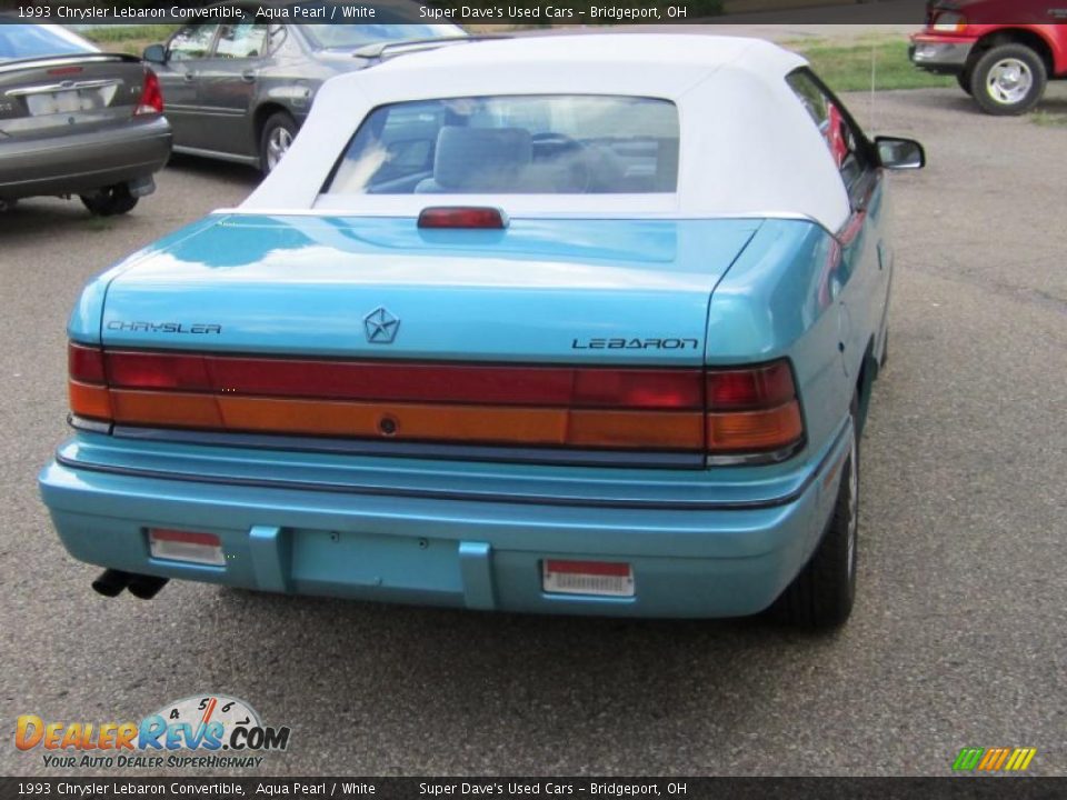 1993 Chrysler Lebaron Convertible Aqua Pearl / White Photo #5