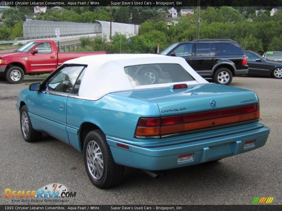 1993 Chrysler Lebaron Convertible Aqua Pearl / White Photo #7