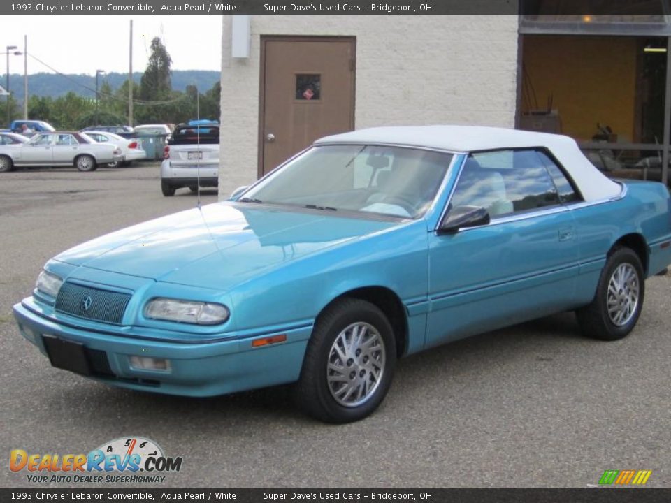 1993 Chrysler Lebaron Convertible Aqua Pearl / White Photo #10