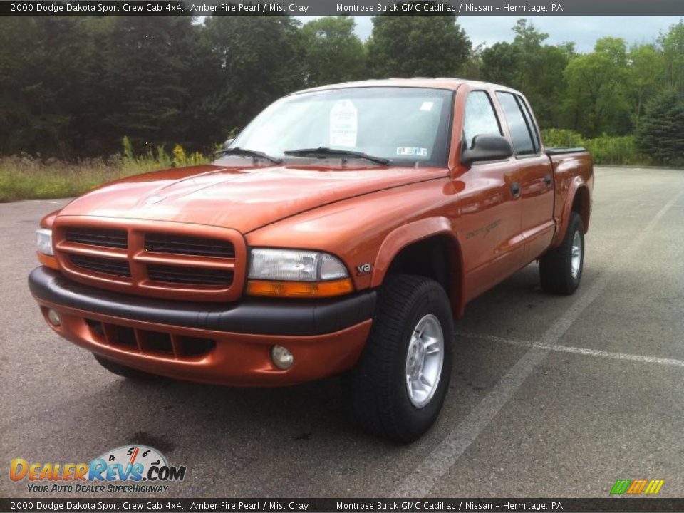 2000 Dodge Dakota Sport Crew Cab 4x4 Amber Fire Pearl / Mist Gray Photo #1