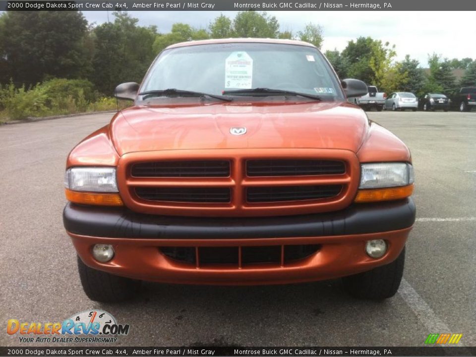 2000 Dodge Dakota Sport Crew Cab 4x4 Amber Fire Pearl / Mist Gray Photo #2