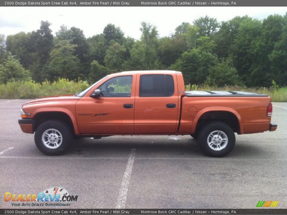 2000 Dodge Dakota Sport Crew Cab 4x4 Amber Fire Pearl / Mist Gray Photo #3