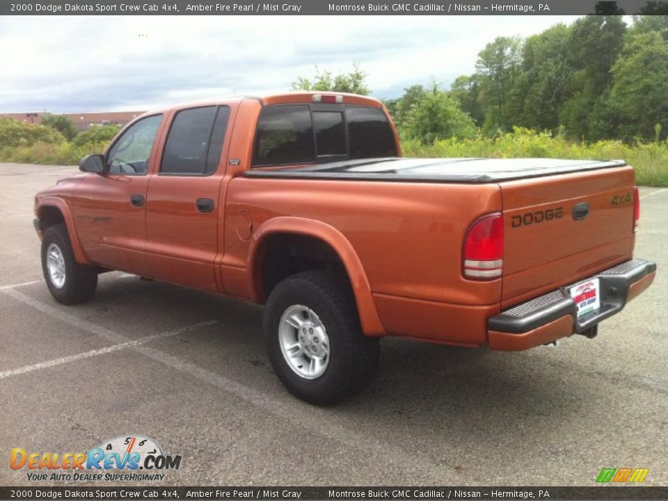 2000 Dodge Dakota Sport Crew Cab 4x4 Amber Fire Pearl / Mist Gray Photo #4